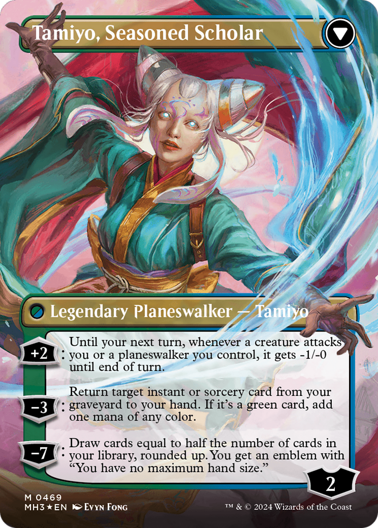 Tamiyo, Inquisitive Student // Tamiyo, Seasoned Scholar (Borderless) (