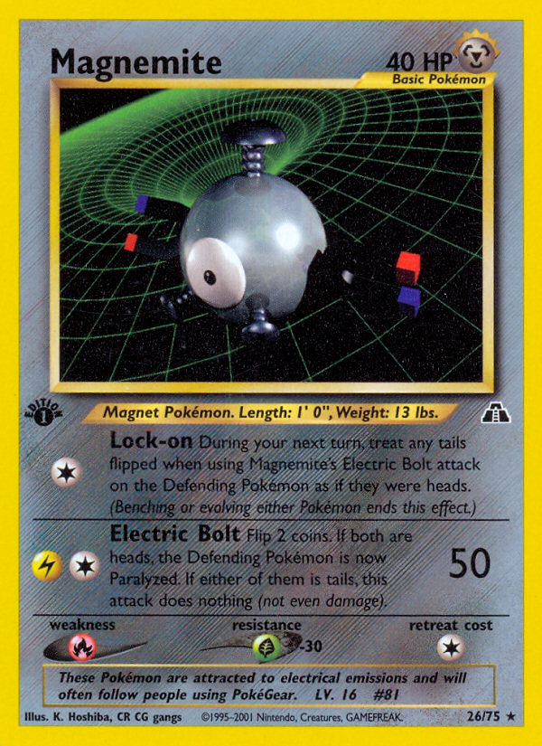 basic magnemite pokemon card Magnemite (26/75) [Neo Discovery 1st Edition]